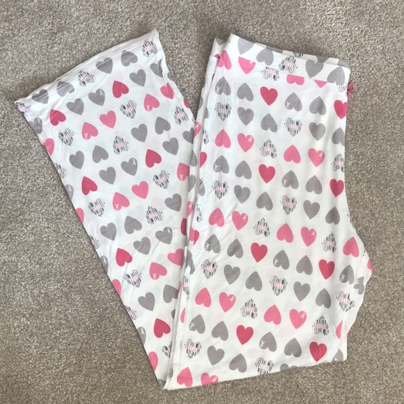 Elle Breast Cancer Awareness Hearts Pajama Pants Size M - Picture 1 of 9